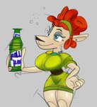 alcohol anthro beer beverage big_breasts bovid breasts caprine clothing colored dress drunk eyelashes female hand_on_hip hazel_(rock_dog) low_res mammal portrait rock_dog rolling_rock sheep sketch solo spunkyblunk substance_intoxication three-quarter_portrait