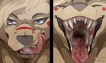 ambiguous_gender anthro bla-bla-saur canid canine digital_media_(artwork) dominant dominant_male elude fox fur licking licking_lips male mammal mouth_shot open_mouth presenting_mouth solo tongue tongue_out yellow_body yellow_fur