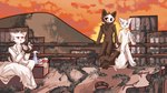Rating: s
ID: 4705128
Date: 2024-04-07 06:04:20 -0400
Status: active
Score: 121
4_toes animal_humanoid anthro black_body black_fur blue_eyes canid canid_humanoid canine canine_humanoid canis changed_(video_game) chest_tuft cleaning_tool clothing coat crate detailed_background dr._k_(changed) entwined_tails feet fluffy fluffy_tail fur gas_mask group hand_holding hi_res holding_mask humanoid lab_coat lin_(changed) male male/male mammal mammal_humanoid mask mountain plant post-apocalyptic puro_(changed) raixxo red_eyes romantic romantic_couple rooftop ruined_city spray_bottle sunset tail tail_coil toes topwear trio tuft white_body white_eyes white_fur white_mask wolf wolf_humanoid post #4705128