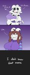 2024 2_horns 5_fingers absurd_res alternate_species anthro asriel_dreemurr_(god_form) big_breasts black_markings bodily_fluids bovid breasts brown_hair caprine clothed clothing crossgender duo english_text female fingers frisk_(undertale) fur goat hair hi_res horn huge_breasts mammal markings mtf_crossgender open_mouth robertge tears teeth text tongue undertale undertale_(series) white_body white_fur