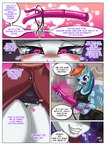 absurd_res anthro anthrofied aroused blue_body breasts clothed clothing comic dialogue dildo do!_games english_text equid equine female friendship_is_magic genitals hasbro heart_eyes heart_symbol hi_res mammal my_little_pony no_underwear pussy rainbow_dash_(mlp) rarity_(mlp) sex_toy strapon text white_body