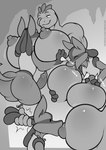 animal_genitalia animal_penis anthro anthro_on_anthro areola big_areola big_breasts biped breast_play breast_suck breastfeeding breasts butt canid canine canine_genitalia canine_penis chest_spike comic dominant dominant_female duo erection female freckles_(artist) generation_1_pokemon generation_4_pokemon genitals huge_breasts interspecies lucario machoke male male/female mammal monochrome muscular muscular_anthro muscular_female nintendo nipple_fetish nipple_pinch nipple_play nipple_suck nipples penis pinch pokemon pokemon_(species) puffy_areola smile spikes spikes_(anatomy) sucking tail