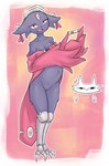 anthro approval bell belly big_belly bottomless clothed clothing duo felid feline female gou_mang_(nine_sols) halo happy holding_pregnancy_test long_sleeves male mammal navel nine_sols orange_background phifo_(artist) positive_pregnancy_test pregnancy_test pregnant red_candle_games simple_background