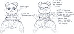 animal_crossing anthro bear blue_and_white breasts cleavage clitoris clothed clothing clothing_aside comic dialogue english_text female footwear genitals gesture hand_gesture high_heels insult insulting_viewer judy_(animal_crossing) leaning leaning_backward legwear looking_at_viewer mammal middle_finger monochrome nintendo panties panties_aside presenting presenting_pussy profanity prostitution pussy ribbons rude shoes solo sparkles sparkling_eyes stockings submarine_screw talking_to_viewer text underwear underwear_aside