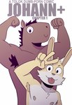 anthro armpit_hair body_hair cover cover_art cover_page duo equid equine flexing gesture hand_gesture hi_res horse jake_(t0l0k) johann_(t0l0k) lagomorph leporid male mammal rabbit simple_background t0l0k tongue tongue_out v_sign white_background