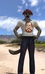 3d_(artwork) absurd_res anthro beach canid canine canis clothing daz_studio_(artwork) digital_media_(artwork) domestic_dog hair hi_res husky_retriever_mix male mammal modelling perturbedmania shirt solo topwear zander_murphy