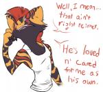 anthro beelzemon_(artist) clothing comic dialogue english_text fan_character gael_the_scrafty generation_5_pokemon male nintendo pokemon pokemon_(species) scrafty shirt solo tank_top text topwear