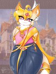 3:4 anthro blonde_hair blush clothed clothing crossdressing digital_media_(artwork) domestic_cat dress felid feline felis femboy fur hair hi_res looking_at_viewer male mammal pink_eyes sbai shaded simple_background smile smug solo sophisticated tail talia_(tasticstarlight) tasticstarlight thailand topwear