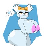 1:1 absurd_res aggretsuko anthro big_breasts big_butt blazerfurro bow_ribbon breasts butt chinchilla chinchillid female hi_res huge_breasts huge_butt mammal manaka_(aggretsuko) nude rodent sanrio solo speech_bubble