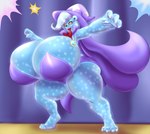 alternate_species anthro anthrofied bear big_breasts blues64 breasts cleavage clothed clothing cosmic_flesh female friendship_is_magic hasbro hat headgear headwear hi_res huge_breasts hyper hyper_breasts mammal marauder6272 my_little_pony sharp_teeth solo teeth thick_thighs trixie_(mlp) ursa_minor_(mlp)