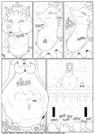 2018 abdominal_bulge ambiguous_gender ambiguous_prey anthro applause bowing breasts buizel castle comic crown digital_media_(artwork) eyes_closed featureless_breasts female fidchellvore generation_4_pokemon generation_7_pokemon group headgear jewelry larger_pred monochrome navel neck_bulge nintendo oral_vore pokemon pokemon_(species) primarina queen_(fidchellvore) smaller_prey swallowing vore