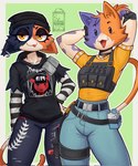 Rating: s
ID: 5536080
Date: 2025-04-28 11:33:19 -0400
Status: active
Score: 174
:3 anthro beanie bulletproof_vest calico_cat cate_meowdy clothing collar digital_media_(artwork) domestic_cat duo elbow_pads epic_games felid feline felis female fortnite fur hair hand_on_hip hands_behind_back hat headgear headwear hi_res mammal meow_skulls multicolored_body multicolored_fur piercing silverlyon2 tail yellow_eyes post #5536080