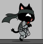 animated anthro clothed clothing digital_media_(artwork) domestic_cat felid feline felis gamercat_(character) konami low_res male mammal metal_gear samantha_whitten scarf short_playtime smile solid_snake solo the_gamercat thumbnail