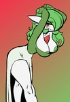 anthro areola areola_slip big_breasts breasts clothed clothing digital_media_(artwork) female gardevoir generation_3_pokemon green_areola hair hi_res mammal nintendo pirpole_haze pokemon pokemon_(species) simple_background smile solo