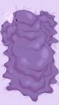 2015 4:7 absurd_res ambiguous_gender bed_sheet bedding dakimakura dakimakura_design generation_1_pokemon goo-connected_lips goo_creature hi_res looking_at_viewer lying muk nintendo not_furry open_mouth pokemon pokemon_(species) purple_body simple_background slime solo winte