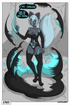 abs anthro bioluminescence black_sclera comic corruption crimellgrim dialogue domestic_cat english_text felid feline felis female glowing hi_res mammal muscular muscular_female shiku_(character) solo tentacle_suit tentacles text