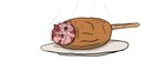 ambiguous_gender carniviousduck cooking_with_furs corndog feral flayed fluffy_pony fluffy_pony_(species) food gore mammal plate simple_background solo white_background