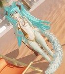 3d_(artwork) alternate_species anthro anthrofied attifyon_(artist) bikini blender_(artwork) blue_body blue_eyes blue_fur blue_hair breasts clothing digital_media_(artwork) felid feline female fur furrification gold_bikini hair happy hatsune_miku mammal restricted_source solo swimwear tail two-piece_swimsuit vocaloid