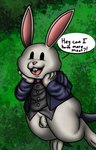 absurd_res anthro balls butt clothing demoniccat1 dungeon_reset flaccid foreskin fur genitals hi_res humanoid_genitalia humanoid_penis lagomorph leporid male mammal penis rabbit rabbit_(dungeon_reset) solo suit unretracted_foreskin white_body white_fur