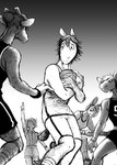 2024 adolescent anthro asinus ball basketball basketball_(ball) basketball_uniform clothing clydesdale deer donk_sis_(hladilnik) donkey draft_horse equid equine female giraffe giraffid gradient_background greyscale group hi_res hladilnik holding_ball holding_basketball holding_object horse mammal monochrome moose new_world_deer referee scared simple_background sportswear tinker_(hladilnik) uniform young