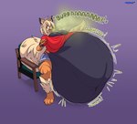 absurd_res ahoge anthro anthro_pred arcanine belly belly_reduction big_belly big_breasts big_ears big_tail black_belly black_breasts bottomwear breasts burp_cloud burping chair cheek_tuft cleavage clothed clothing countershading cutoffs denim denim_bottomwear denim_clothing digestion digestion_noises facial_tuft fangs fatal_vore female female_pred fluffy fluffy_tail foxynoms furniture gas generation_1_pokemon hair hi_res huge_belly huge_breasts huge_burp huge_tail hyper hyper_belly inner_ear_fluff nintendo open_mouth paws pokemon pokemon_(species) reclining red_eyes rumbling_stomach short_hair shorts simple_background slorsh solo sound_effects striped_body stripes surprise surprised_expression tail teeth tuft vore wide_eyed