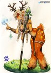 absurd_res animal_humanoid antlers armband blonde_hair blossom_(battlerite) blue_eyes bottomwear bra braided_hair braided_pigtails breasts brown_body brown_fur butt cleavage clothed clothing deer deer_humanoid female flower flower_on_head fur gesture grass hair hand_gesture hi_res hooves horn humanoid inner_ear_fluff jewelry leaning leaning_forward leather leather_clothing leg_fluff leg_tuft loincloth long_hair mammal mammal_humanoid markings multicolored_body multicolored_fur murazaki pendant plant pointing simple_background skimpy solo spots spotted_body spotted_butt spotted_fur traditional_media_(artwork) tuft two_tone_body two_tone_fur underwear wand watercolor_(artwork) white_background yellow_body yellow_fur