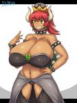 3:4 alternate_species animal_humanoid big_breasts bowser bowsette_meme breasts cleavage clothed clothing collar crossgender crown dark_body dark_skin dr.bug female hair headgear hi_res huge_breasts humanoid humanoidized koopa mario_bros meme mtf_crossgender nintendo panties red_hair scalie solo spiked_collar spikes super_crown underwear