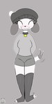 2d_animation animated anthro beanie black_clothing black_legwear black_stockings black_thigh_highs blush blush_lines breasts canid canine canis clothed clothing collar domestic_dog eyelashes eyes_closed female fifi_(somemf) floppy_ears frame_by_frame fur grey_clothing grin hair hat headgear headwear hi_res legwear loop mammal miyang_draws! motion_lines short_playtime signature simple_background slim small_breasts small_waist smile solo standing stockings tail tail_motion tailwag thigh_highs watermark white_body white_fur