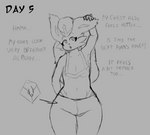 anthro azazel_(lemendigogoat) cinderace english_text gender_transformation generation_8_pokemon hi_res lemendigogoat male monochrome nintendo penis_shrinking pokemon pokemon_(species) solo text transformation