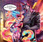 Rating: s
ID: 5650813
Date: 2025-06-18 11:05:29 -0400
Status: active
Score: 11
anthro arthropod bee beelzebub canid canid_demon canine canon_couple demon dialogue duo egg english_text exclamation_point female fox furrymoemoe hellhound helluva_boss hi_res hybrid hymenopteran insect male mammal mythological_canine mythological_creature mythology slime speech_bubble surprised_expression text vortex_(helluva_boss) post #5650813
