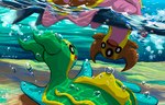 3_eyes ambiguous_gender blue_body brown_body cool_colors duo east_sea_gastrodon feral gastrodon gastropod generation_4_pokemon green_body hi_res mollusk multi_eye multicolored_body nintendo pink_body pokemon pokemon_(species) rumi_(artist) sea swimming two_tone_body underwater water west_sea_gastrodon