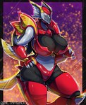 2024 abstract_background absurd_res anthro anthrofied artist_name big_breasts black_body breasts claws curvy_figure digital_drawing_(artwork) digital_media_(artwork) dragreder featureless_breasts female grey_body hi_res huge_breasts humanoid kamen_rider kamen_rider_ryuki living_machine living_motorcycle living_vehicle machine multicolored_body netardado red_body segmented_arms segmented_body segmented_legs solo thick_thighs vehicle voluptuous watermark wheel wide_hipped_female wide_hips yellow_body