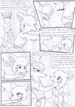 anthro arm_grab black_and_white bodily_fluids bottomwear canid canine clothing comic dasyuromorph dialogue duo english_text eye_contact female fur hair hand_on_cheek jacket kitfox-crimson looking_at_another looking_at_partner macropod male mammal marsupial monochrome multicolored_body multicolored_fur novus_(kitfox-crimson) onomatopoeia open_mouth pants pockets recently_extinct_species regret romantic romantic_ambiance rumour_(kitfox-krimson) running shirt sketch sound_effects speech_bubble stolen_generation t-shirt tears text thylacine topwear two_tone_body two_tone_fur