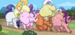 absurd_res age_difference aunt_orange_(mlp) big_butt big_teats blonde_hair bodily_fluids butt cdrspark equid equine female female/female feral friendship_is_magic hair hasbro hi_res horn huge_butt huge_teats hyper hyper_butt hyper_teats lactating mammal mature_female ms._harshwhinny_(mlp) my_little_pony mythological_creature mythological_equine mythology older_female parumpi projectile_lactation rarity_(mlp) spoiled_rich_(mlp) suri_polomare_(mlp) teats third-party_edit unicorn upper_crust_(mlp) younger_female