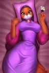 2017 2:3 4_fingers anthro bed big_breasts blush breasts canid canine clothed clothing curvy_anthro curvy_female curvy_figure digital_media_(artwork) disney doomthewolf dress eyebrows eyelashes female fingers flower fox furniture headdress hi_res hourglass_figure hourglass_figured_anthro hourglass_figured_female looking_at_viewer lying maid_marian mammal nipple_outline on_bed plant red_fox robin_hood_(disney) skinny skinny_female solo thick_thighs true_fox wide_hipped_anthro wide_hipped_female wide_hips