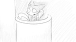 16:9 animal_crossing anthro bodily_fluids clothed clothing countershade_face countershading courtroom dialogue_in_description domestic_cat dragonweirdo felid feline felis hand_behind_head hi_res male mammal monochrome nintendo podium rover_(animal_crossing) solo story story_in_description sweat sweatdrop sweater topwear widescreen