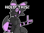 4:3 alpha_channel anthro clothing digital_media_(artwork) dumbreon_(yogurtfgc) eeveelution fur generation_2_pokemon hair hi_res looking_at_viewer male mammal meme nintendo pokemon pokemon_(species) simple_background smile solo tail text umbreon yogurtfgc