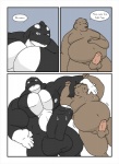 anthro balls bear belly biceps big_belly big_biceps big_muscles big_pecs big_penis bodily_fluids breakfast brown_body brown_fur bulge cetacean comic cum cum_inflation cum_inside dialogue dolphin duo english_text erection fur genital_fluids genitals growth huge_penis hyper hyper_genitalia hyper_penis inflation kitchen male male/male mammal marine multicolored_body muscular muscular_anthro muscular_male navel nude oceanic_dolphin orca pecs penis sex stupidgit text tongue toothed_whale