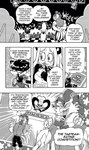 anthro avian bear bird brida chicken comic crowd daigaijin dialogue female furryfight_chronicles galliform gallus_(genus) giant_panda golgadoo group hi_res male mammal monochrome phasianid procyonid raccoon speech_bubble stage stonker tagme text trio