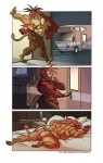 2013 anthro bed biped bulge car clothing comic english_text eyes_closed felid furious_(artist) furniture hi_res lion lying male mammal muscular muscular_anthro muscular_male nipples on_front open_mouth pantherine paws pecs pillow pridestar_(furious) sleeping solo text underwear vehicle