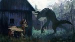 16:9 2018 ambiguous_gender bandage biped bottomless brown_hair building clothed clothed_feral clothing deathclaw duo equid equine fallout fallout_equestria feathered_wings feathers feral fur grass hair hasbro hiding horn horse house leg_wraps mammal mao-ookaneko microsoft my_little_pony nude outside plant pony quadruped scalie scarf signature tan_body tan_feathers tan_fur tied_hair widescreen wings wraps