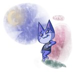 1:1 2017 :3 animal_crossing anthro artist_name barefoot big_head black_clothing black_shirt black_topwear blue_body blue_fur bottomless cel_shading closed_smile clothed clothing cloud countershade_face countershade_feet countershade_fur countershade_hands countershading crescent_moon digital_media_(artwork) domestic_cat eyebrows featureless_crotch featureless_feet featureless_hands feet felid feline felis fur looking_at_viewer makumellow male mammal moon mouth_closed multicolored_body multicolored_fur night nintendo outside shaded shirt shirt_only smile solo standing text text_on_clothing text_on_shirt text_on_topwear three-quarter_view tom_(animal_crossing) toony topwear topwear_only two_tone_body two_tone_fur white_body white_countershading white_fur yellow_sclera