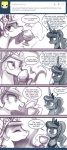 2013 ask_blog black_and_white comic crown dairy_products dialogue duo english_text equid equine eyes_closed female feral food friendship_is_magic hasbro headgear horn john_joseco licking mammal monochrome my_little_pony mythological_creature mythological_equine mythology princess princess_celestia_(mlp) princess_luna_(mlp) royalty sibling_(lore) signature simple_background smile text tiara tongue tongue_out tumblr unicorn white_background yogurt