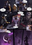 absurd_res anthro barbarian canid canine canis comic comic_panel coyote dialogue dungeon dungeons_and_dragons english_text exploring group hasbro hi_res ivi_(iviwolf) magic male male/male mammal mask potion procyonid raccoon skull_mask speech_bubble text umpherio warrior wizards_of_the_coast wolf