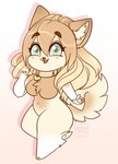 2019 anthro blonde_hair canid chibi dated featureless_crotch female fur gradient_hair hair hi_res mammal navel nude orange_body orange_fur orange_hair solo tan_body tan_fur tiggybloom wide_hipped_anthro wide_hipped_female