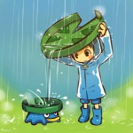 1:1 ambiguous_gender arms_above_head blue_raincoat boots clothing coat cosplay duo footwear generation_3_pokemon hitec hood human looking_at_another looking_down lotad male mammal monotreme nintendo outside platypus pokemon pokemon_(species) pokemon_trainer raincoat raining rubber_boots shoes size_difference standing topwear waddling_head water