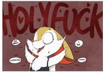 2018 anthro bodily_fluids border braixen clothed clothing comic countershade_face countershading dialogue english_text facial_tuft female fur generation_6_pokemon heart_symbol heartbeat hearts_around_text lol_comments mammal nintendo open_mouth pokemon pokemon_(species) profanity reaction_image sharp_teeth shortened_sound_effect shoutingisfun simple_background solo sound_effect_variant sound_effects speech_bubble surprise sweat teeth text text_with_heart thumping tuft vowelless vowelless_sound_effect vowelless_vocalization white_body white_border white_countershading wide_eyed