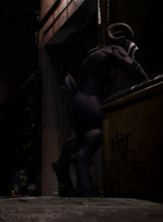 2024 3d_(artwork) 3d_animation alley animated anthro big_butt black_body black_fur black_hair black_hooves black_horn bovid butt caprine connivingrat digital_media_(artwork) digitigrade dumpster fur goat hair hi_res high_framerate hooves horn implied_oral julius_(anarchyreigns) loop male male_focus mammal muscular muscular_male no_sound nude obscured_sex outside sex short_playtime short_tail stealth_sex tail thick_thighs thrusting trash trash_can webm white_hair