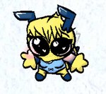 antennae_(anatomy) anthro arthropod arthropod_abdomen bangs bee big_eyes blessed_image blush bow_ribbon buckteeth chibi clothing cowlick digital_media_(artwork) donna_(r3znor_x) eyelashes female fototeta hair heart_eyes heart_symbol hymenopteran insect leotard multicolored_body pixel_(artwork) r3znor_x solo stinger_(anatomy) teeth two_tone_body yellow_body