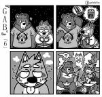 3_toes 5_fingers abs anthro balls base_two_layout bear beard beverage blush bodily_fluids breath canid canine canis cheek_tuft clenched_teeth clothed clothing coffee comic convenient_censorship cum cum_drip cute_fangs dialogue domestic_dog dripping eyebrows facial_hair facial_tuft feet fellatio fingers four_frame_grid four_frame_image fur gab_(comic) gab_shiba gabshiba genital_fluids genitals greyscale grid_layout group hair head_grab heart_symbol hug jacket kneeling looking_aside looking_at_another male male/male mammal monochrome navel night nipples open_mouth open_smile oral penile pictographics regular_grid_layout sauna sex shaking shiba_inu shirt shivering short_hair sky slightly_chubby smile speech_bubble spitz standing star starry_sky steam sweat t-shirt teeth text toes topless topwear towel towel_only tuft two_row_layout unconscious